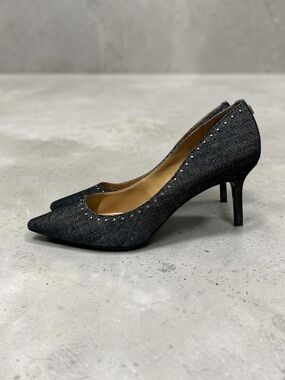 🌻Lauren Ralph Lauren Lanette Pumps Blue Denim Gold Stud Pointed Toe Heel Size 10